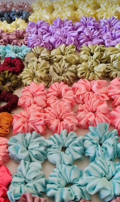 🎀 Manni Mart Silk Satin Scrunchies – 10 Pcs Multicolour Rubber Bands