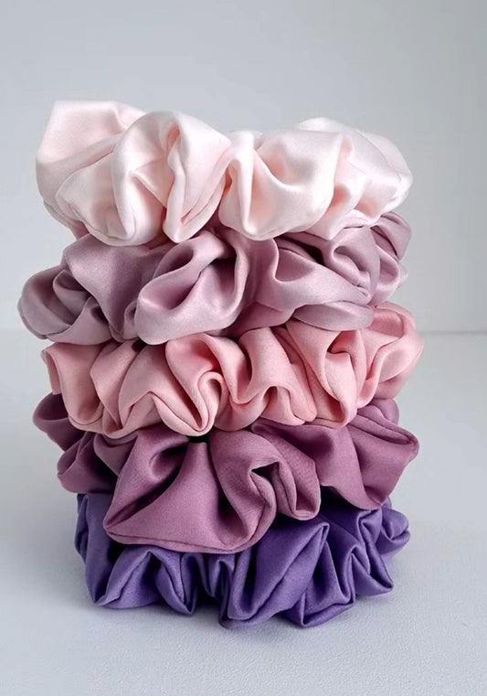 Manni Mart Silk Satin Scrunchies  (5 Pcs Multicolour)